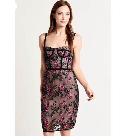 Revolve Milly Bustier Knee length floral lace sheath cocktail dress size 6 - Picture 1 of 10